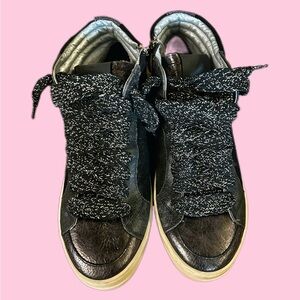 P448 F9 Star 2.0 High-Top Black Leather Sneakers Shoe Womens EU 40 US 9.5-10